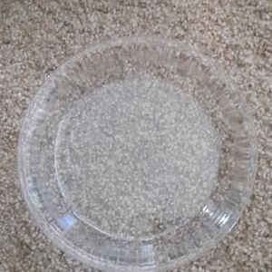 Vintage fire king Philbin clear glass pie pan/ baking dish 81/2 Diameter.